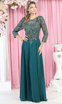 A-line Sweetheart Lace Natural Waistline Open-Back Illusion Fitted Embroidered Floor Length Evening Dress