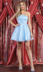 A-line Asymmetric Applique Glittering Sequined Tulle Floral Print Cocktail Short Corset Natural Waistline One Shoulder Sleeveless Dress