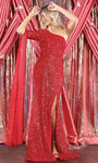 Sexy Sophisticated Sequined Open-Back Asymmetric Wrap Slit Sheath Natural Waistline Sheath Dress/Evening Dress with a Brush/Sweep Train