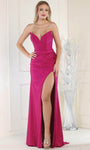 Strapless Sweetheart Sheath Natural Waistline Open-Back Slit Back Zipper Ruched Sheath Dress/Prom Dress with a Brush/Sweep Train