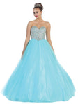 Strapless Sweetheart Natural Waistline Open-Back Pleated Lace-Up Floor Length Quinceanera Dress/Party Dress With Rhinestones