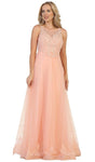 A-line Sheer Fitted Illusion Natural Waistline Scoop Neck Lace Sleeveless Evening Dress/Mother-of-the-Bride Dress