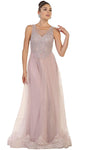 A-line Sleeveless Illusion Sheer Fitted Scoop Neck Lace Natural Waistline Evening Dress/Mother-of-the-Bride Dress