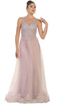 A-line Scoop Neck Lace Natural Waistline Sleeveless Illusion Fitted Sheer Evening Dress/Mother-of-the-Bride Dress