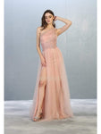 A-line Floor Length Slit Ruched Beaded Asymmetric Pleated Fitted Natural Waistline One Shoulder Sleeveless Dress