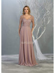 Sophisticated A-line V-neck Floor Length Sheer Pleated Beaded Illusion Back Zipper 3/4 Sleeves Natural Waistline Sweetheart Dress