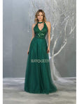 A-line Fall Natural Waistline Tulle Floor Length Sleeveless Fitted Beaded Cutout Open-Back Pleated Halter Dress