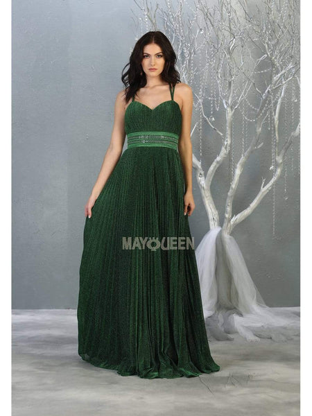 A-line Sleeveless Pleated Fitted Banding Ruched Open-Back Back Zipper Floor Length Empire Natural Waistline Sweetheart Evening Dress with a Brush/Sweep Train