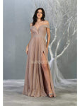 Sexy A-line Fitted Back Zipper Pleated Banding Slit Sheer Open-Back Plunging Neck Natural Waistline Off the Shoulder Floor Length Evening Dress