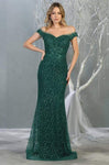 Natural Waistline Off the Shoulder Back Zipper Fitted Fit-and-Flare Mermaid Prom Dress with a Brush/Sweep Train