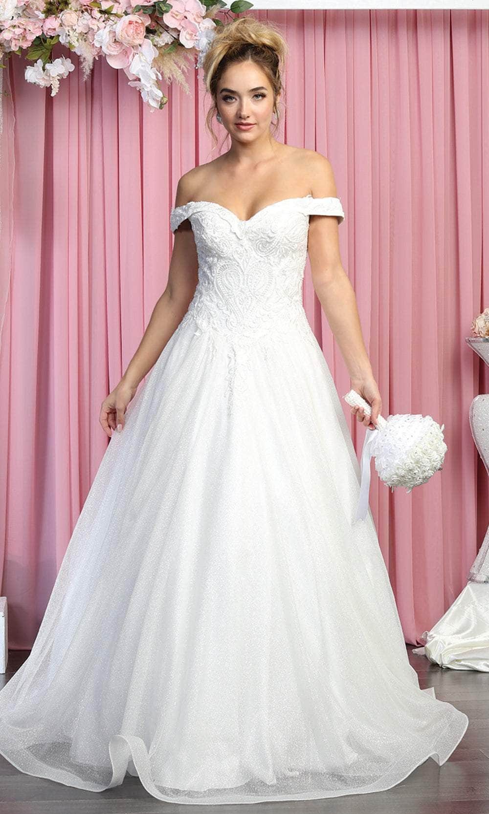 May Queen RQ7898 - Off-shoulder Sweetheart Neckline Wedding Gown
