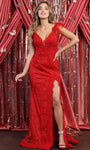 V-neck Sheath Back Zipper Slit Embroidered Sheer Plunging Neck Natural Waistline Lace Sheath Dress