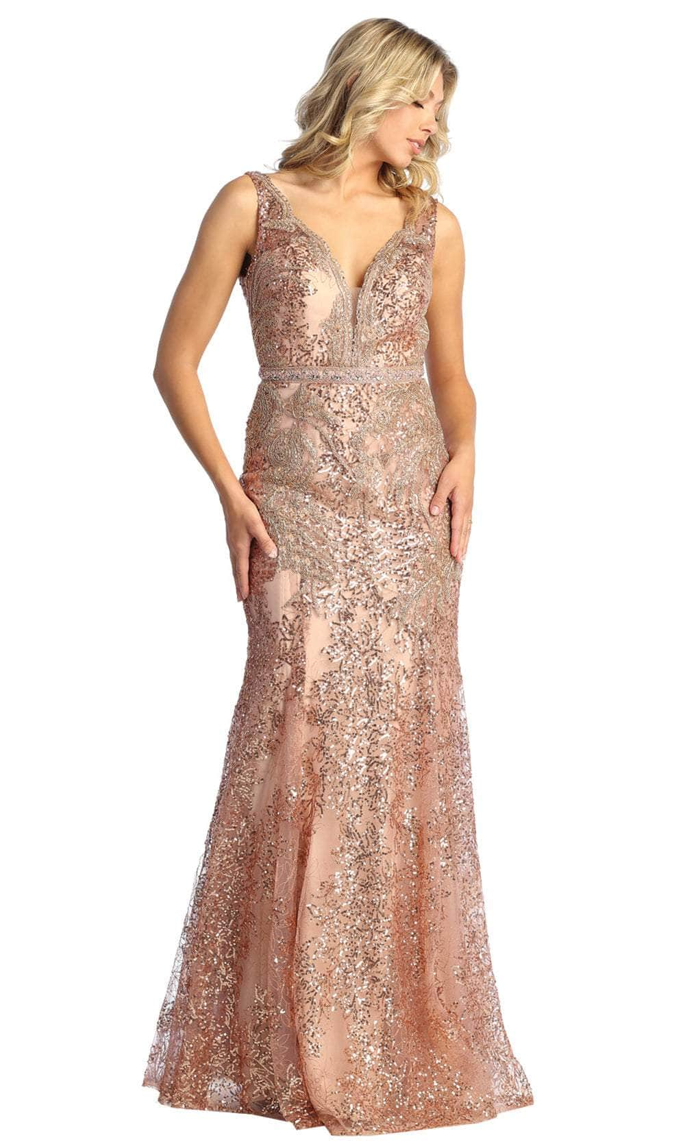 May Queen RQ7928 - Embellished Sheath Evening Dress
