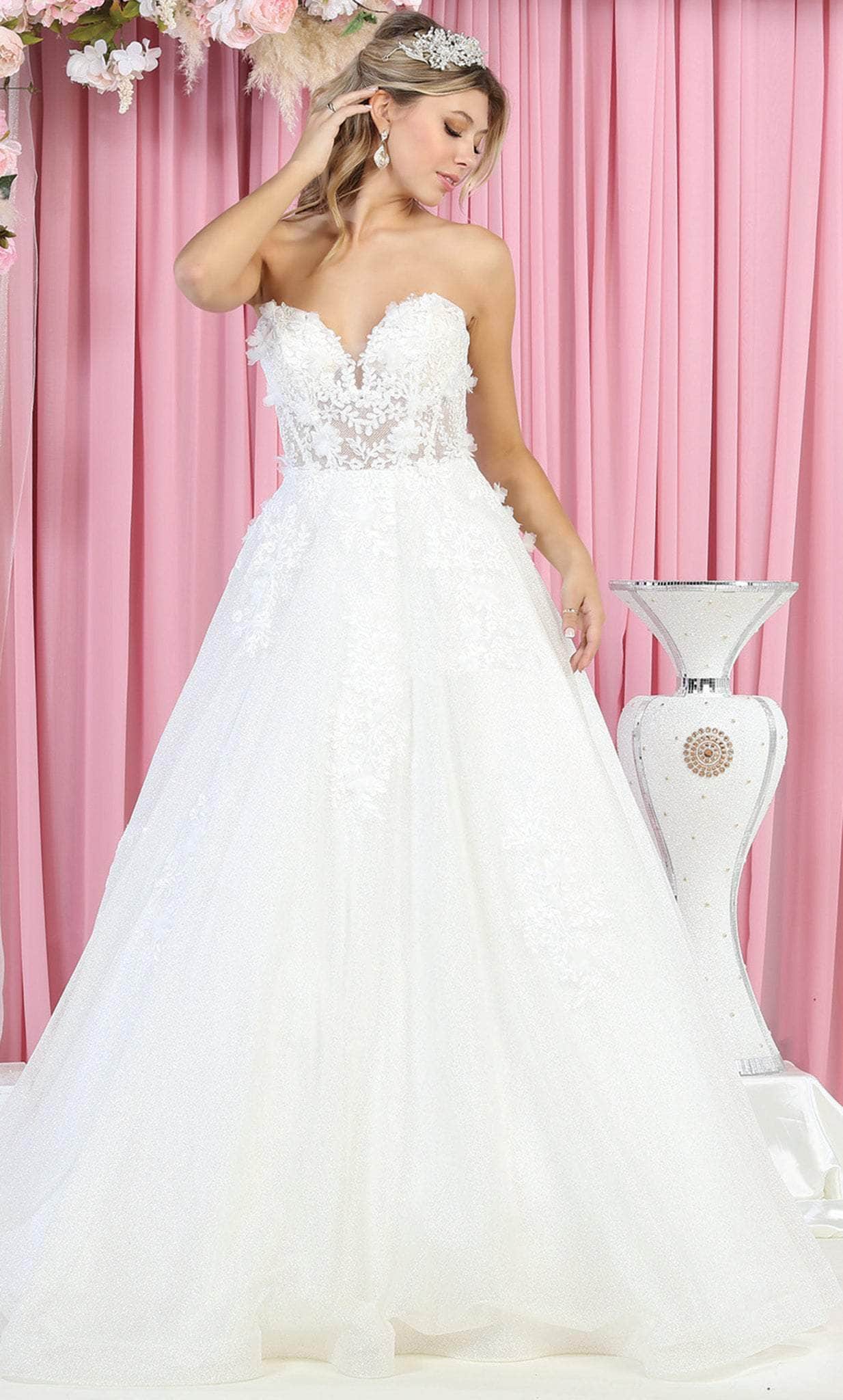 May Queen RQ7938 - Floral Strapless Bridal Dress
