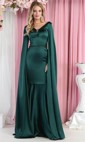 V-neck Floor Length Illusion Jeweled V Back Natural Waistline Sheath Sheath Dress/Evening Dress with a Brush/Sweep Train