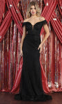 Natural Waistline Beaded Belted Sheer Back Zipper Off the Shoulder Sleeveless Sheath Sheath Dress/Evening Dress with a Brush/Sweep Train