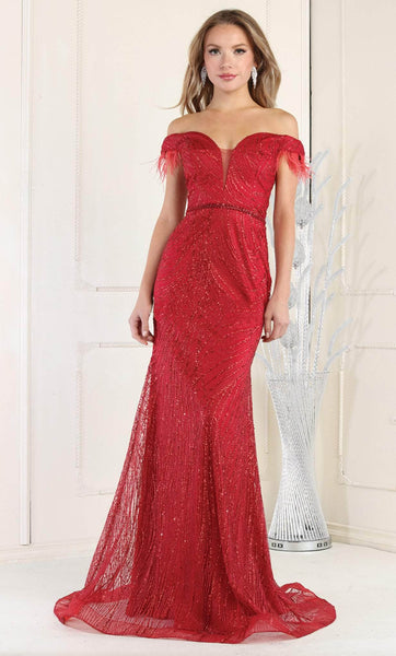 Natural Waistline Beaded Belted Sheer Back Zipper Off the Shoulder Sleeveless Sheath Sheath Dress/Evening Dress with a Brush/Sweep Train