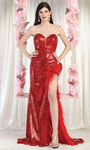 Strapless Sheath Natural Waistline Sequined Sheer Slit Sweetheart Sheath Dress/Prom Dress with a Brush/Sweep Train