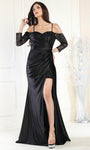 Sexy A-line Off the Shoulder Spaghetti Strap Sweetheart Sequined Slit Natural Waistline Floor Length Evening Dress with a Brush/Sweep Train