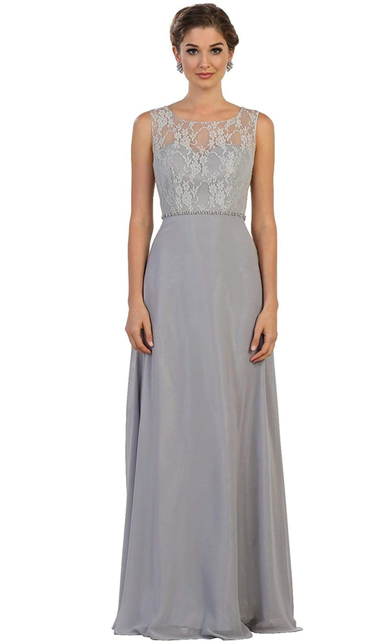 May Queen - Sleeveless Illusion Lace Evening Dress
