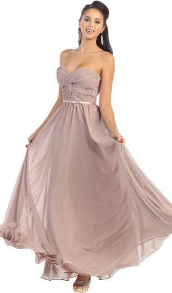A-line Strapless Sweetheart Lace-Up Belted Ruched Natural Waistline Prom Dress With a Ribbon