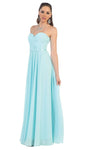 A-line Strapless Sweetheart Lace-Up Belted Ruched Natural Waistline Prom Dress With a Ribbon