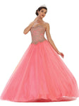 Sophisticated Strapless Basque Waistline Sweetheart Lace Tiered Open-Back Lace-Up Floor Length Quinceanera Dress With Rhinestones