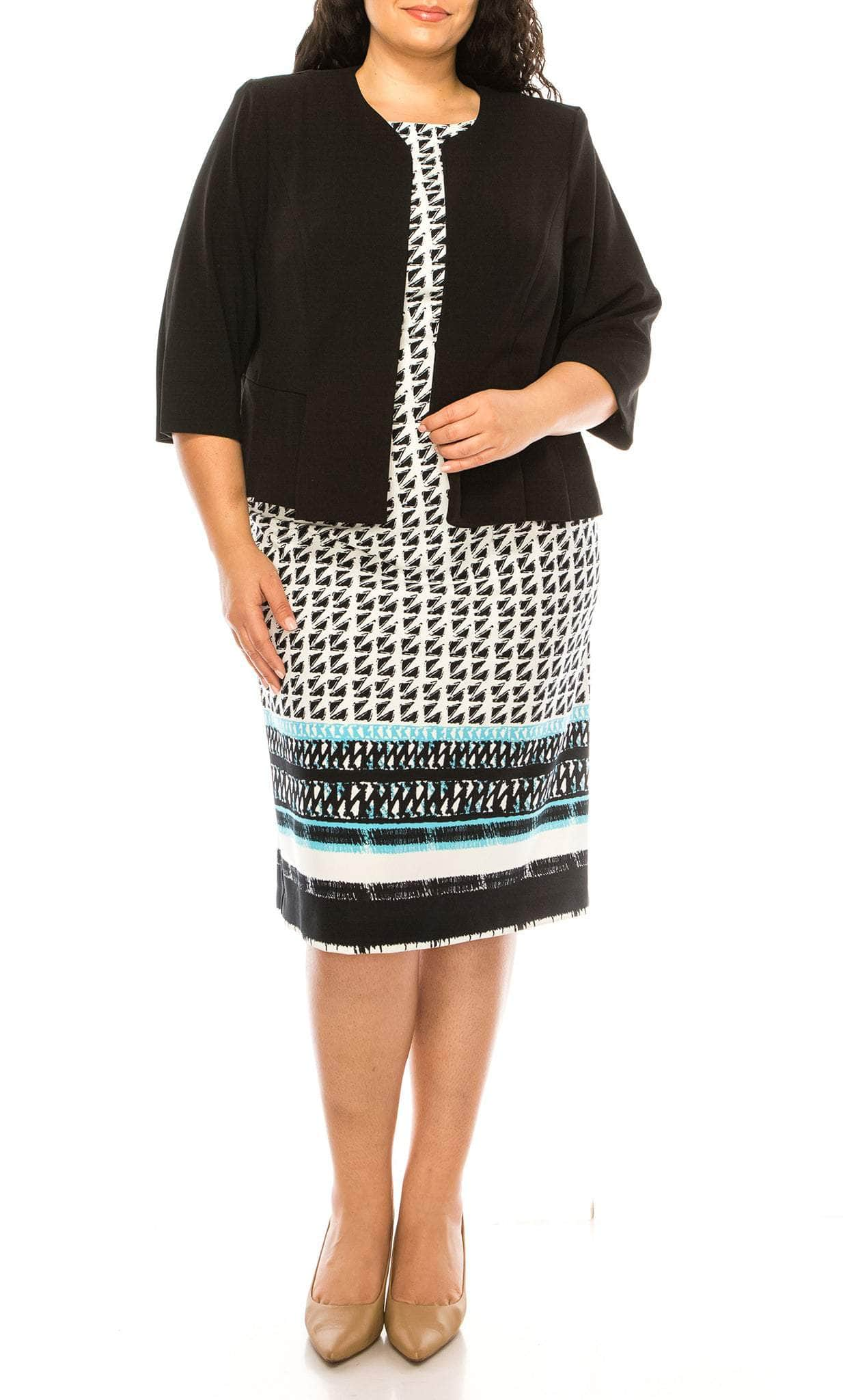 Maya Brooke 29479X - Jacket Tribal Print Sheath Dress
