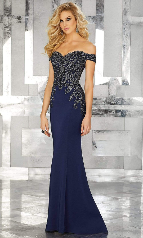 Navy blue off-one shoulder gown with floral design #gown #designer #trendy  #designergown #stylish #fashion … | Stylish gown, Party wear gowns, Gown  dress party wear