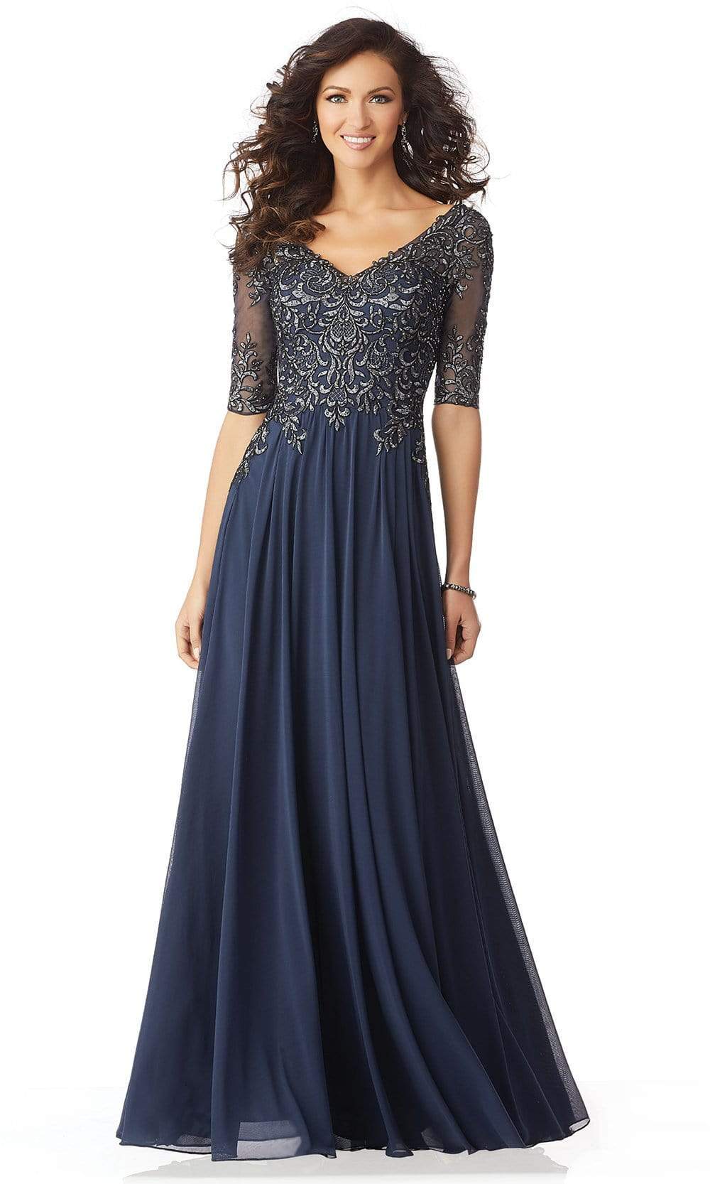 Home MGNY By Mori Lee MGNY By Mori Lee - 71805 Embroidered V-neck A ...