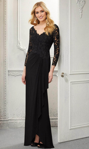 V-neck Floor Length Sheath Long Sleeves Beaded V Back Back Zipper Embroidered Natural Waistline Sheath Dress/Evening Dress