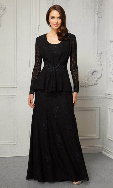 Modest A-line Sheath Beaded Fitted Natural Waistline Floor Length Scoop Neck Lace Sheer Sleeves Sleeveless Sheath Dress/Evening Dress with a Brush/Sweep Train