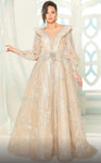 A-line Floor Length Floral Print Jeweled Applique Fitted Illusion Sheer Pleated Natural Waistline Jeweled Neck Dress