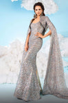 Floor Length Mermaid Natural Waistline Sequined Fitted Slit Scoop Neck Dress