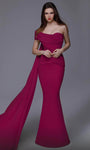 Mermaid Ruched Wrap Draped Asymmetric Crepe Short Off the Shoulder One Shoulder Natural Waistline Evening Dress with a Brush/Sweep Train With a Sash