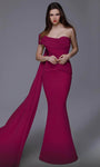 Draped Wrap Asymmetric Ruched Natural Waistline Mermaid Short Crepe Off the Shoulder One Shoulder Evening Dress with a Brush/Sweep Train With a Sash