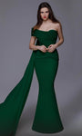 Natural Waistline Off the Shoulder One Shoulder Short Draped Asymmetric Ruched Wrap Mermaid Crepe Evening Dress with a Brush/Sweep Train With a Sash