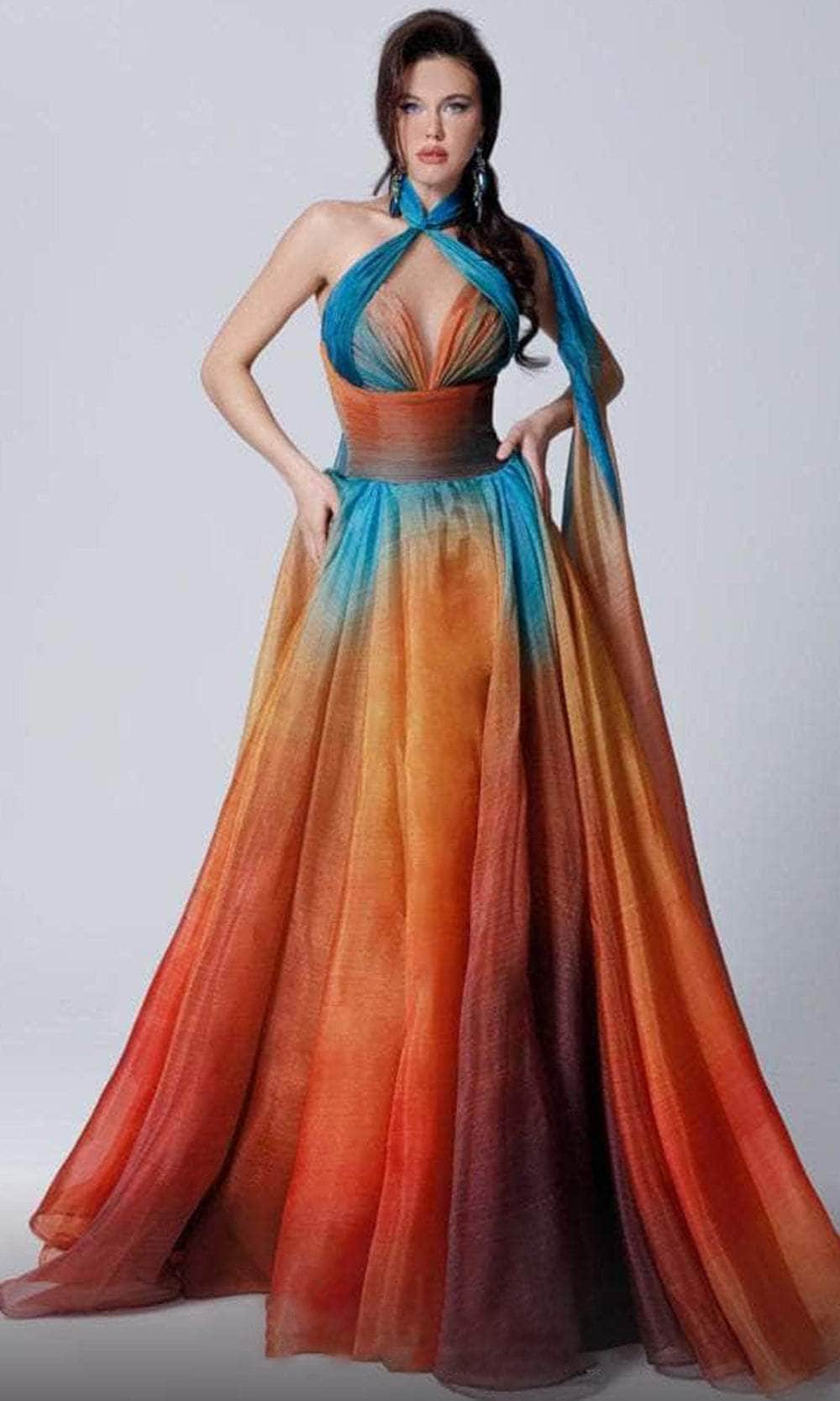 MNM Couture 2721A - Sleeveless Halter Neck Long Dress
