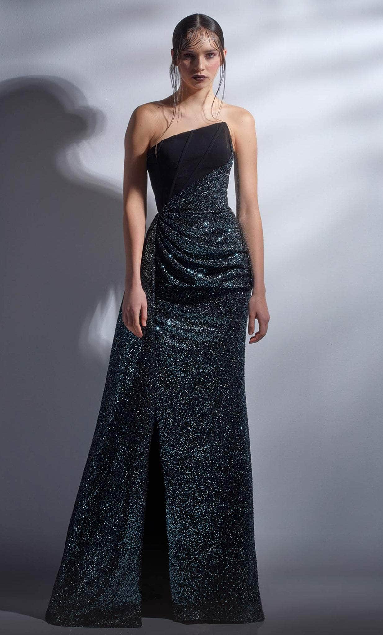 MNM Couture G1251 - Asymmetrical Glitter Evening Gown
