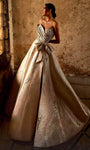 Tall Sweetheart Jeweled Open-Back Slit Natural Waistline Dress with a Court Train With a Bow(s)