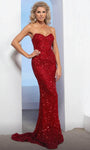 Strapless Natural Waistline Sweetheart Beaded Sequined Mermaid Evening Dress with a Brush/Sweep Train