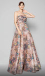 A-line Strapless Fitted Straight Neck Natural Waistline Floor Length Dress With Ruffles
