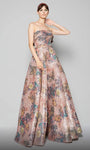 A-line Strapless Floor Length Fitted Straight Neck Natural Waistline Dress With Ruffles