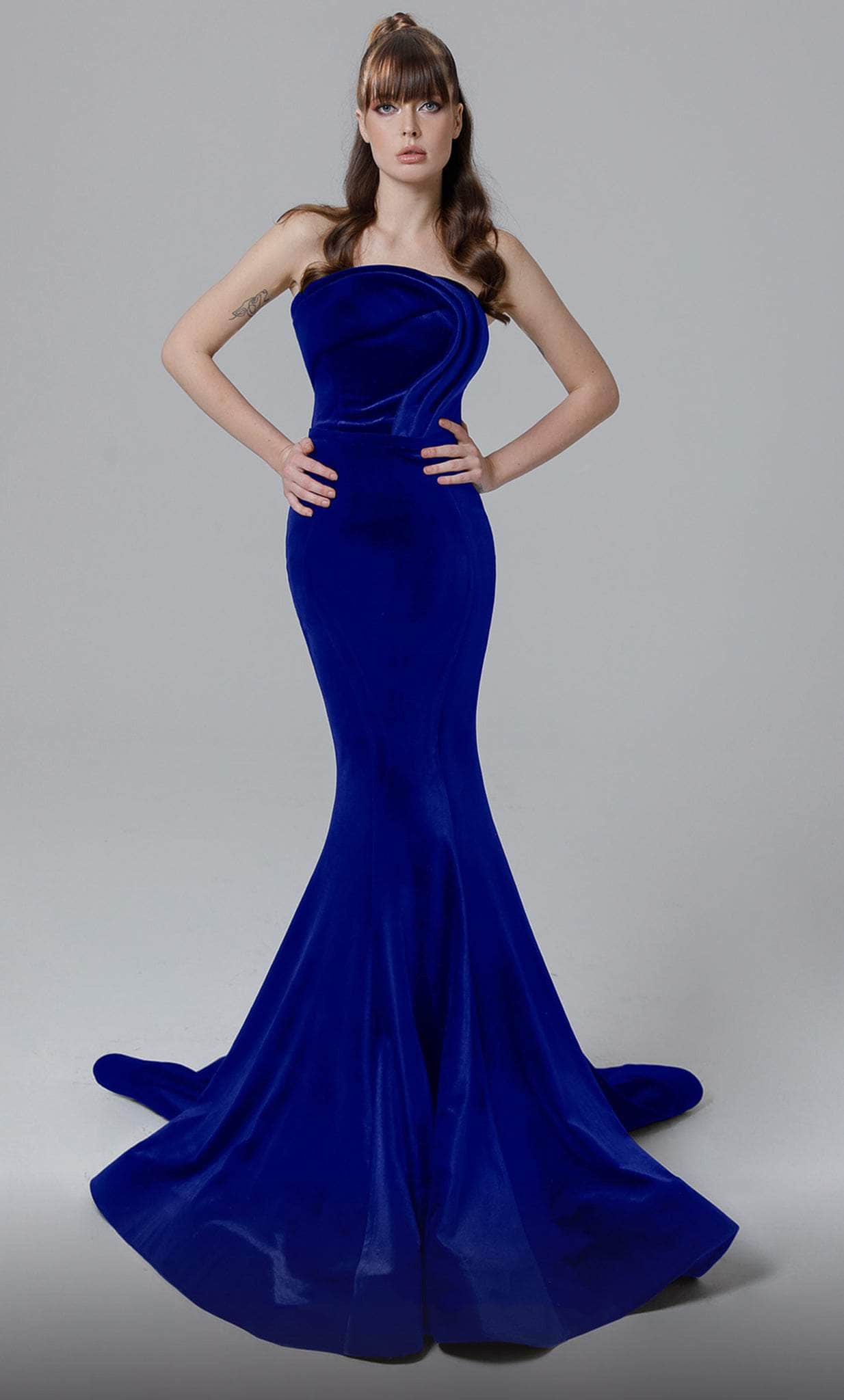 MNM Couture N0450 - Strapless Velvet Evening Gown

