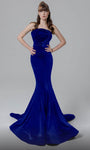 Strapless Natural Waistline Velvet Mermaid Straight Neck Evening Dress with a Court Train