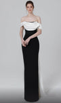 Floor Length Off the Shoulder Natural Waistline Draped Sheath Sheath Dress/Evening Dress With a Sash