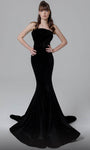 Strapless Pleated Mermaid Natural Waistline Evening Dress with a Brush/Sweep Train