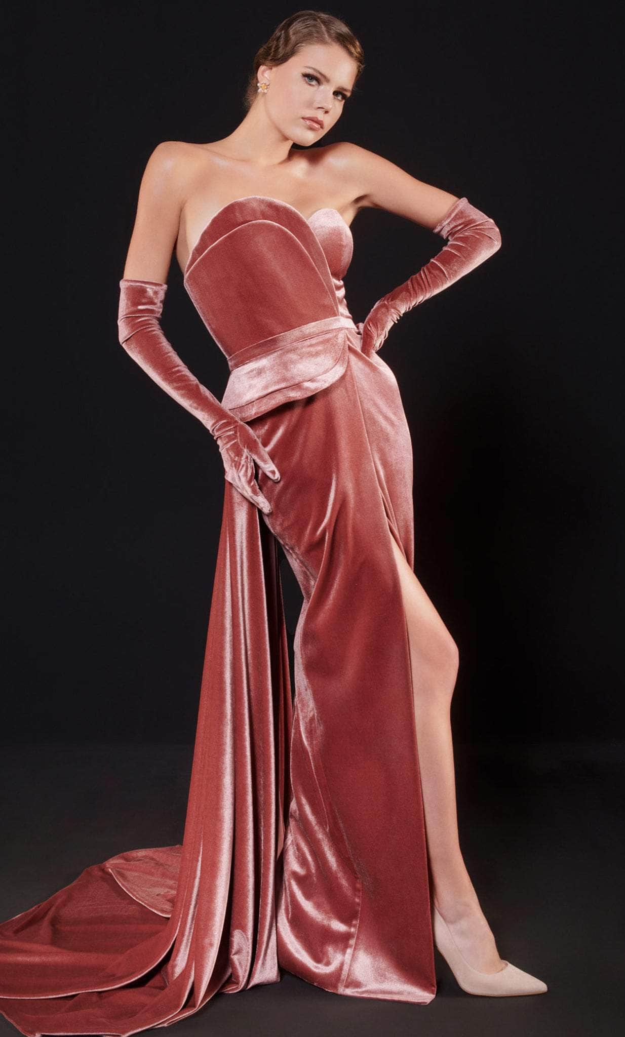 MNM Couture N0515 - Sweetheart Velvet Evening Gown
