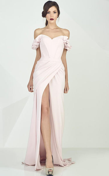 Strapless Ruched Slit Fitted Sweetheart Off the Shoulder Natural Princess Seams Waistline Sheath Sheath Dress/Party Dress with a Brush/Sweep Train With Ruffles