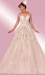 A-line Lace Long Sleeves Illusion Flower(s) Sheer Goddess Back Zipper Natural Waistline Dress